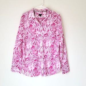 NWOT Talbots Tropical Floral Button-Up Blouse - XL